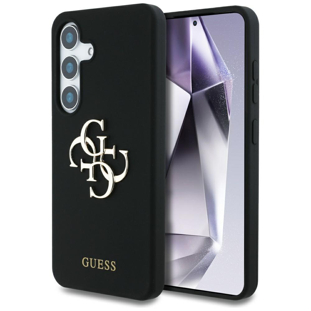 Guess Silicone Big 4G Logo Bottom Script Samsung Galaxy S25 case black