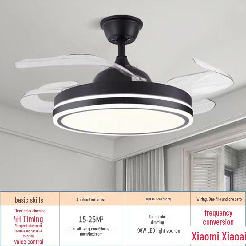 Invisible Ceiling Fan with LED Light - Silent, High Wind, For Living Room & Bedroom