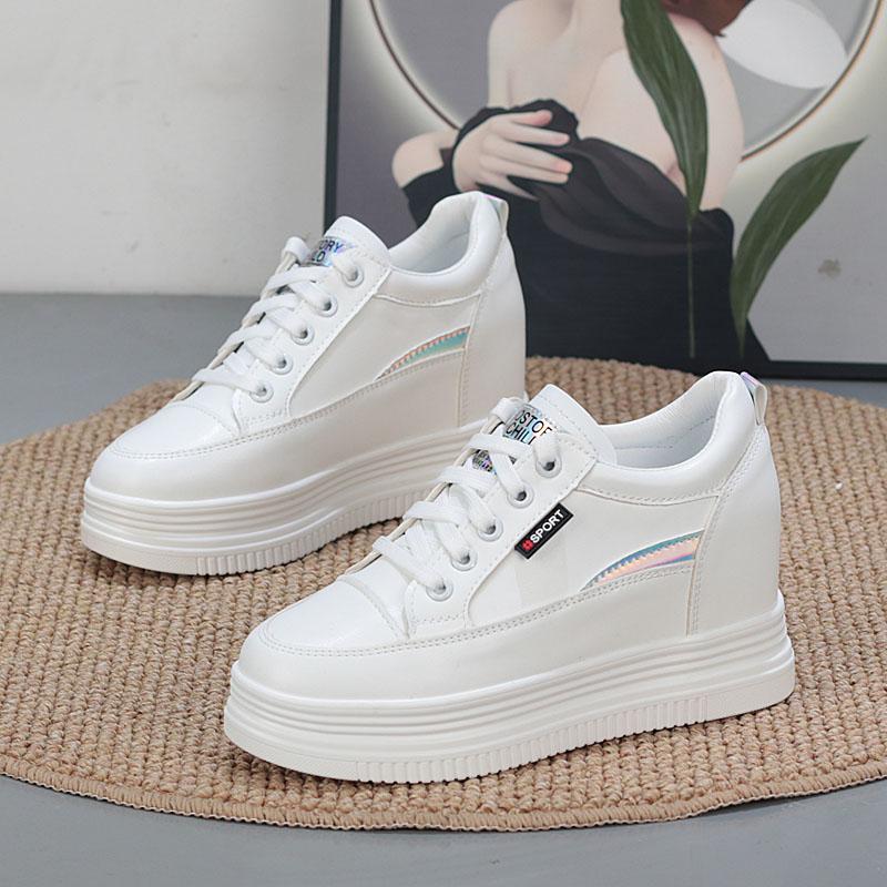 Fashion 8CM Genuine Leather Vulcanize Summer High Brand Comfy Spring Autumn Platform Vulcanize Women Chunky Sneaker Loafer Shoes