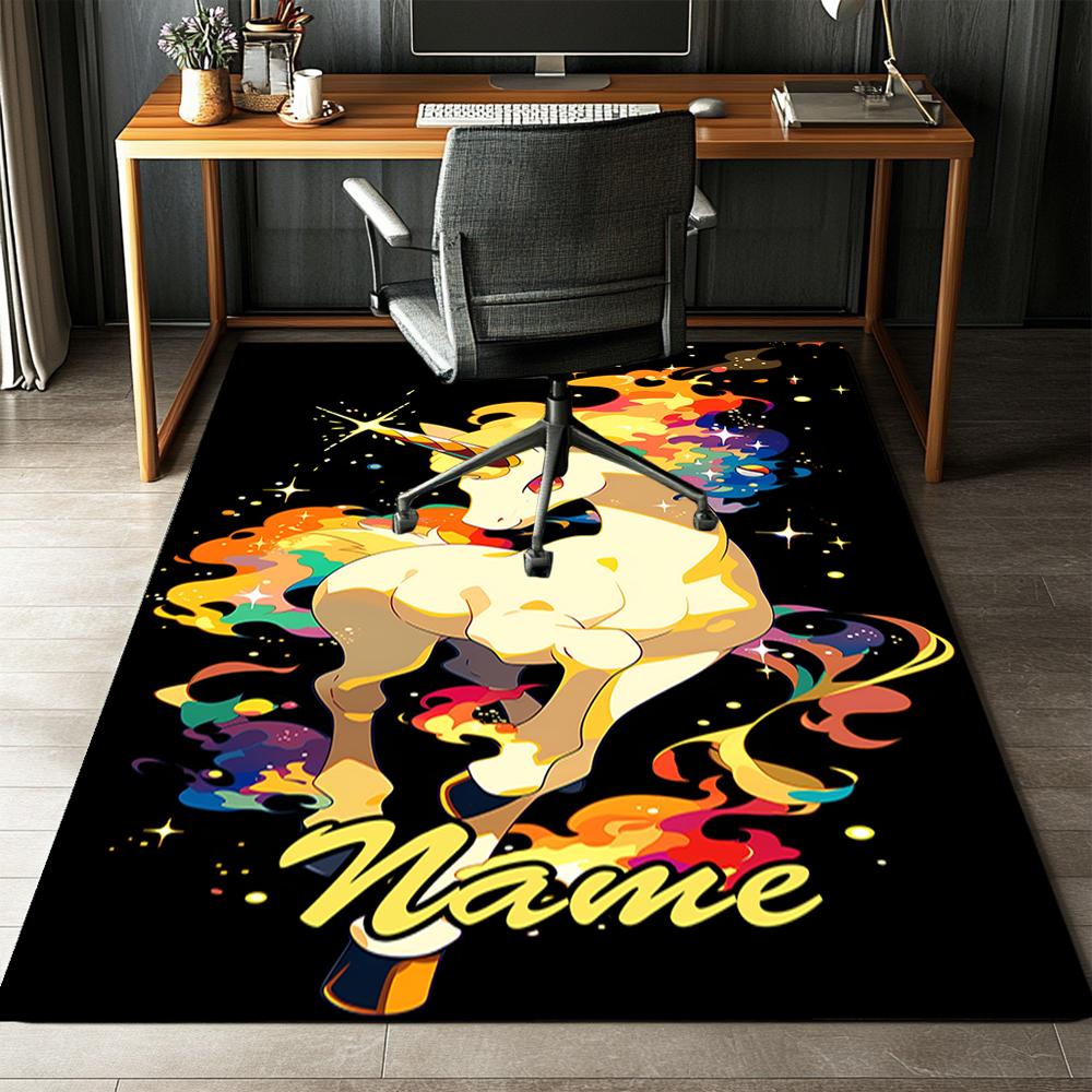 Custom Name Unicorn Printed Carpet,Rug for Office Chair Living Room Bedroom Kitchen Room Decor Gifts.