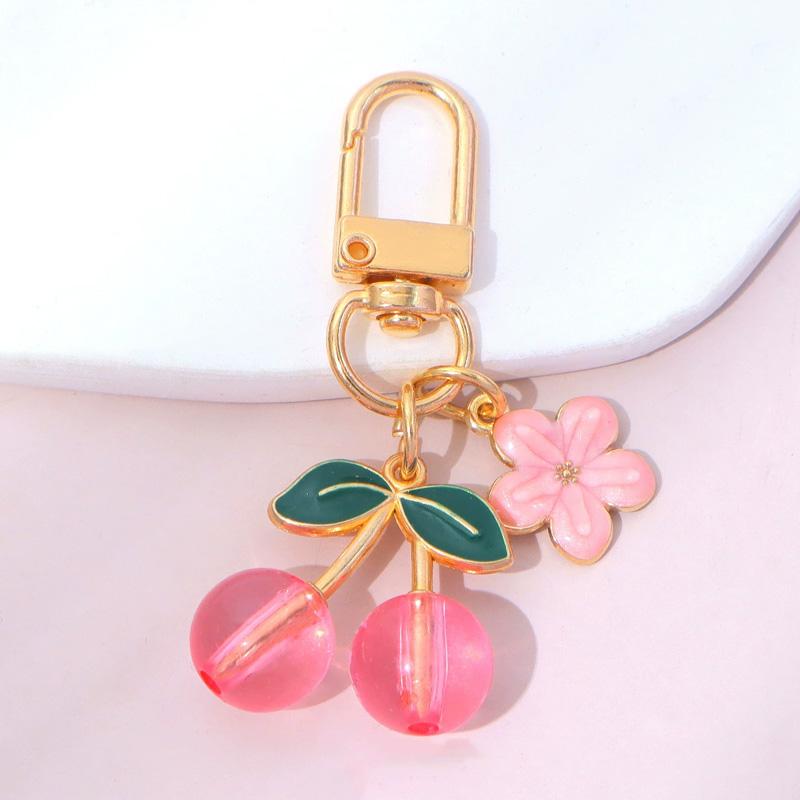 

1PC 3d Cherry for Car Key Jelly Color Cute Charm Keychain Purse Bag Key Ring Metal Sakura Flower Enamel Flower B розовый