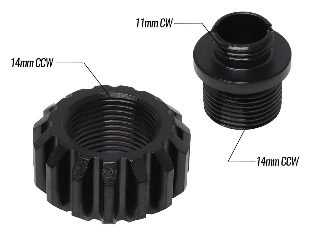 COWCOW TECHNOLOGY A02 Silencer Adapter (11mm Clockwise Thread to 14mm Counterclockwise Thread) Black