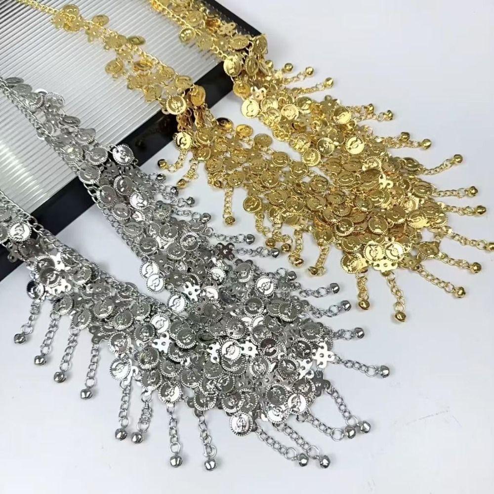 Metal Beads Tassel Belly Dance Belt Silver Color Belly Dancing Hip Scarf New Bell Waist Chain
