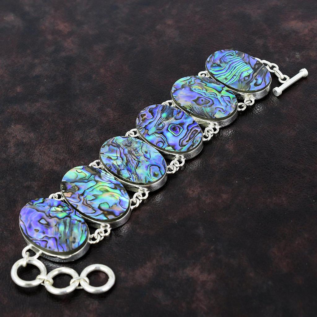 Abalone Shell Bracelet 925 Sterling Silver Bracelet Latest Design Jewelry Adjustable Chain Bracelet Gift For Girl Gemstone Handmade Bracelet