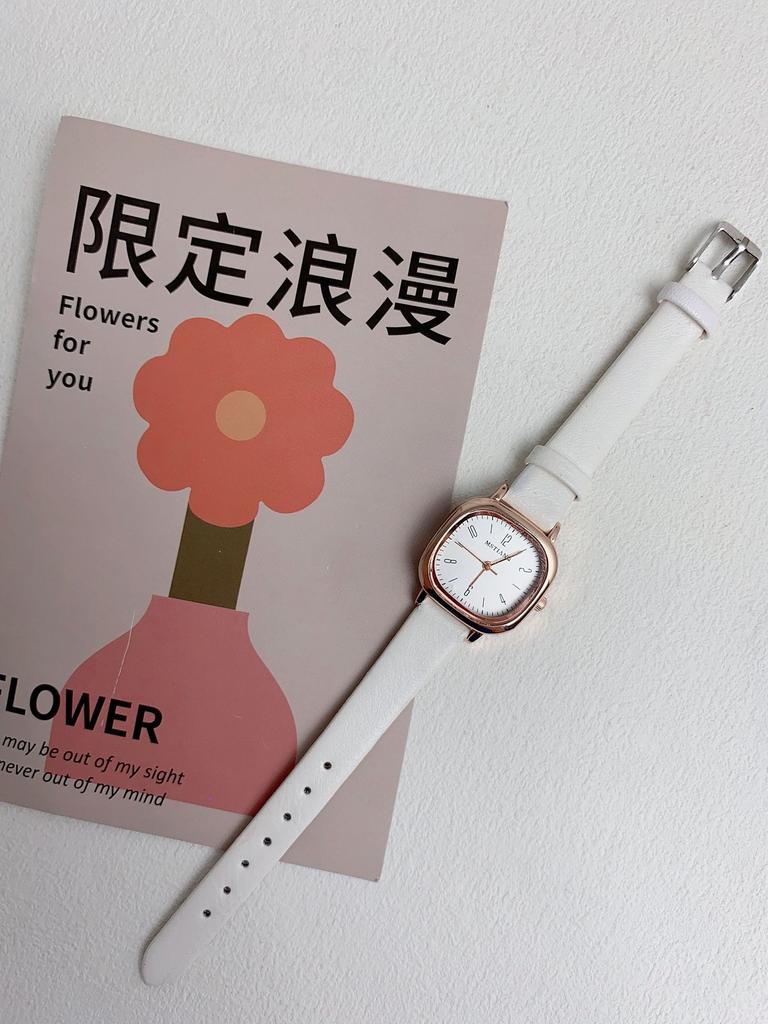 Student Belt Square Watch Women'S Summer Year Simple Temperament Girl Small Fresh Quartz Watch