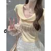 Korean Sweet Spring/Summer Slim-Fit Doll Collar Pure Cotton T-Shirt