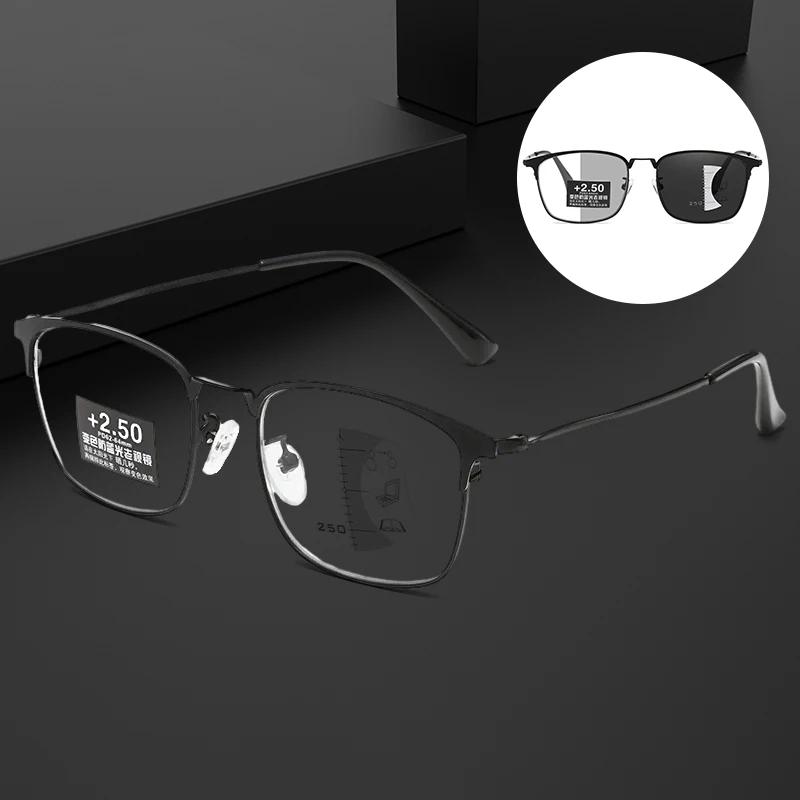 Men's Multifunctional Sunglasses Comfortable Reading Glasses with Degree 1.0 To 4.0 Photochromic Anti Blue Presbyopia Glasses