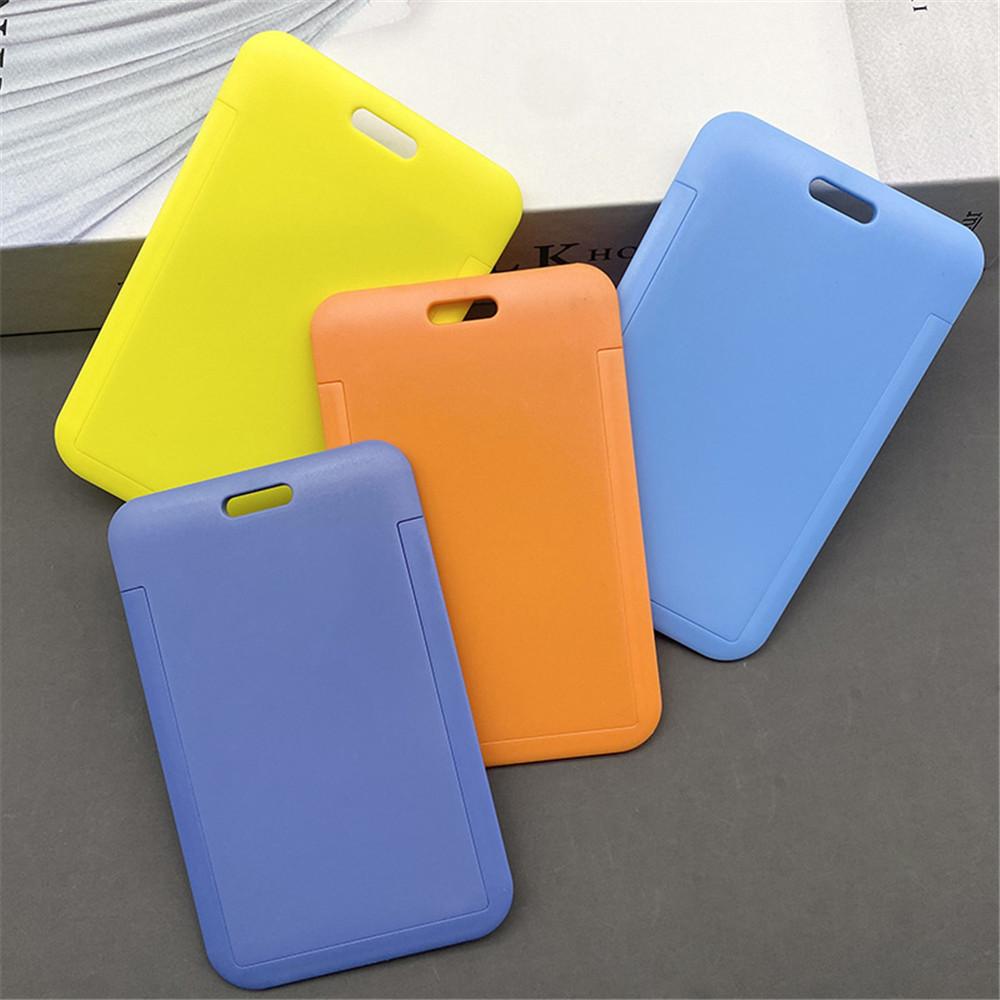12 Color Plastic Card Cover Sleeve Bag ID Badge Case Bank Credit Card Badge Holder Wallet Pouch School Student Office Supplies