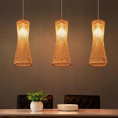 Japanischer Bambus-Kronleuchter im chinesischen Stil, Rattan-gewebte Hängeleuchte, Deckenlampe für Zuhause, Café, Bar, Dekoration, Restaurantbeleuchtung