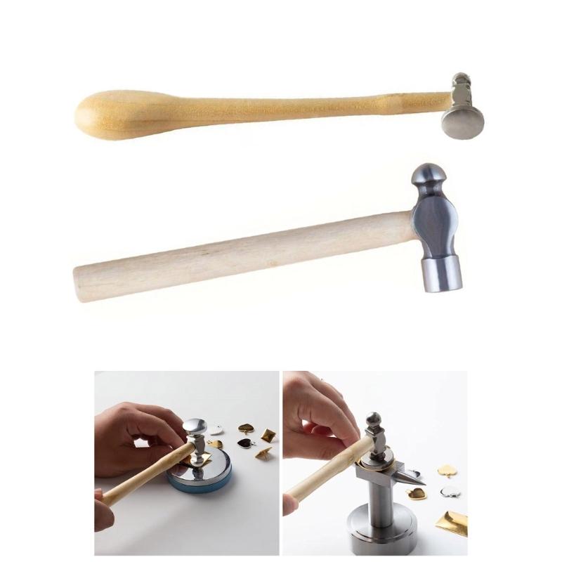 Metal Jewelry Making Hammer Small Iron Head Hammer with Ergonomic Wood Handle Multifunctional Accessories Hand Tool