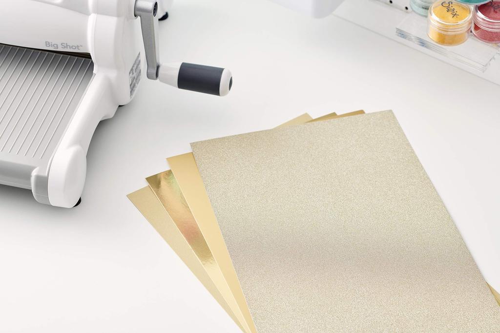Sizzix Papír Opulent 50 Listů Surfacez Opulentní Karton 50KS Autentický Japonský Produkt Vyřezávaný Karton, Zlatý, / - Balení, Zlatý, [664532]