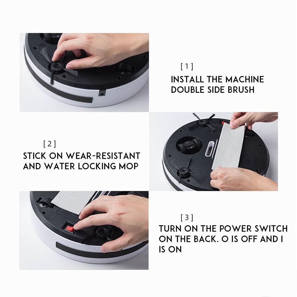 3-in-1 Multifunktions-Kehr-Wischroboter-Staubsauger Wiederaufladbarer Trocken-Nass-Mopp-Staubsauger Starke Saugkraft Zuhause