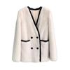 Eco-friendly fur jacket women's V-neck temperament new 2024 winter Korean version loose medium and long fur integrated cardigan