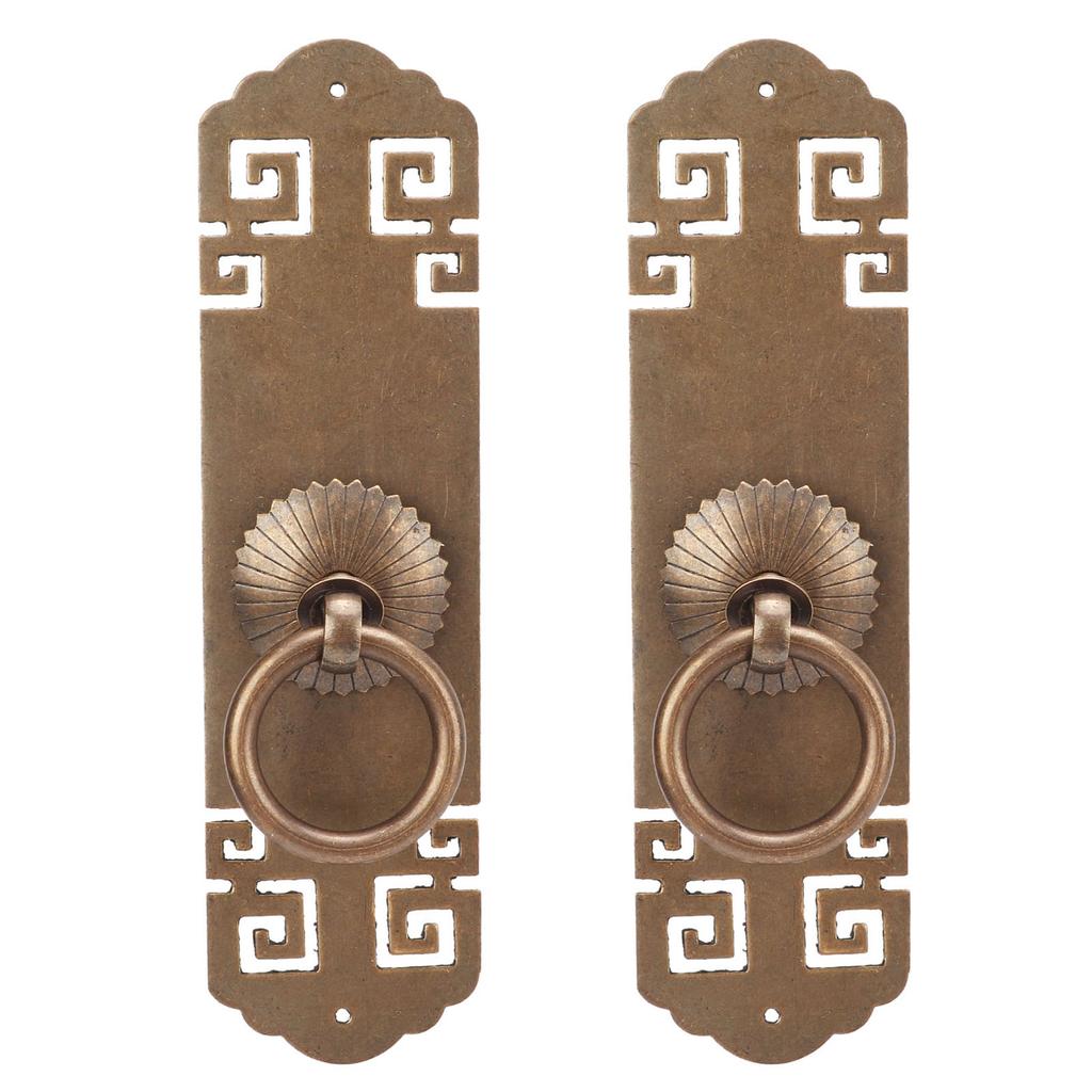 2set Chinese Brass Cabinet Handles Lucky Pattern Retro Vertical Antique Bronze Cabinet Strip Pull
