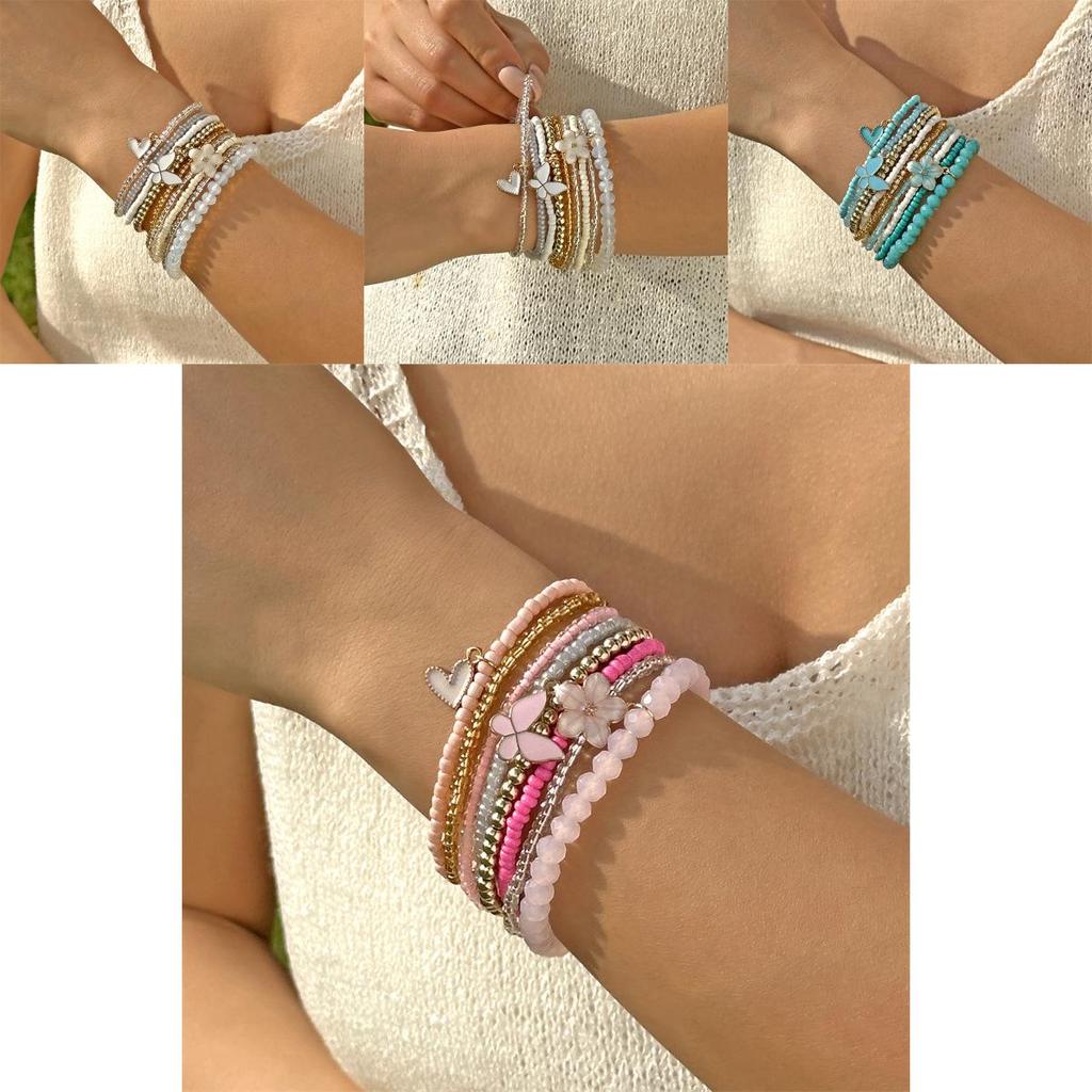 Boho Butterfly Charm Jewelry Set With Glass Beads For Womens Casual Style