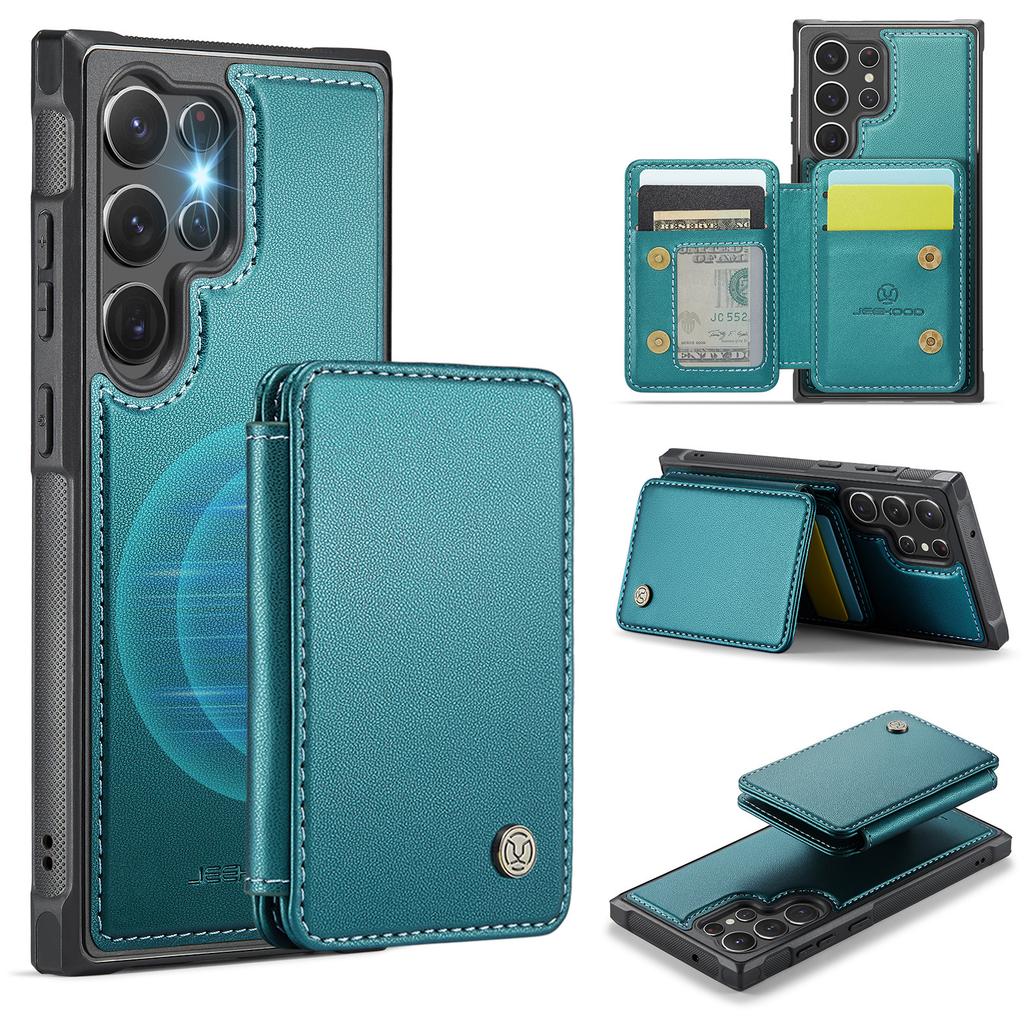 JEEHOOD J05 For Samsung Galaxy S23 Ultra Case Leather Mobile Cover with Detachable Magnetic Card Bag