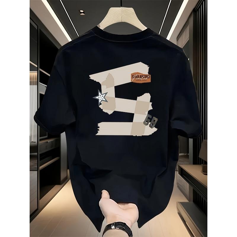 European Sizes Heavy Pure Trendy Brand Printed Short-sleeved T-shirt Men's Summer New Large-size Versatile Casual Top