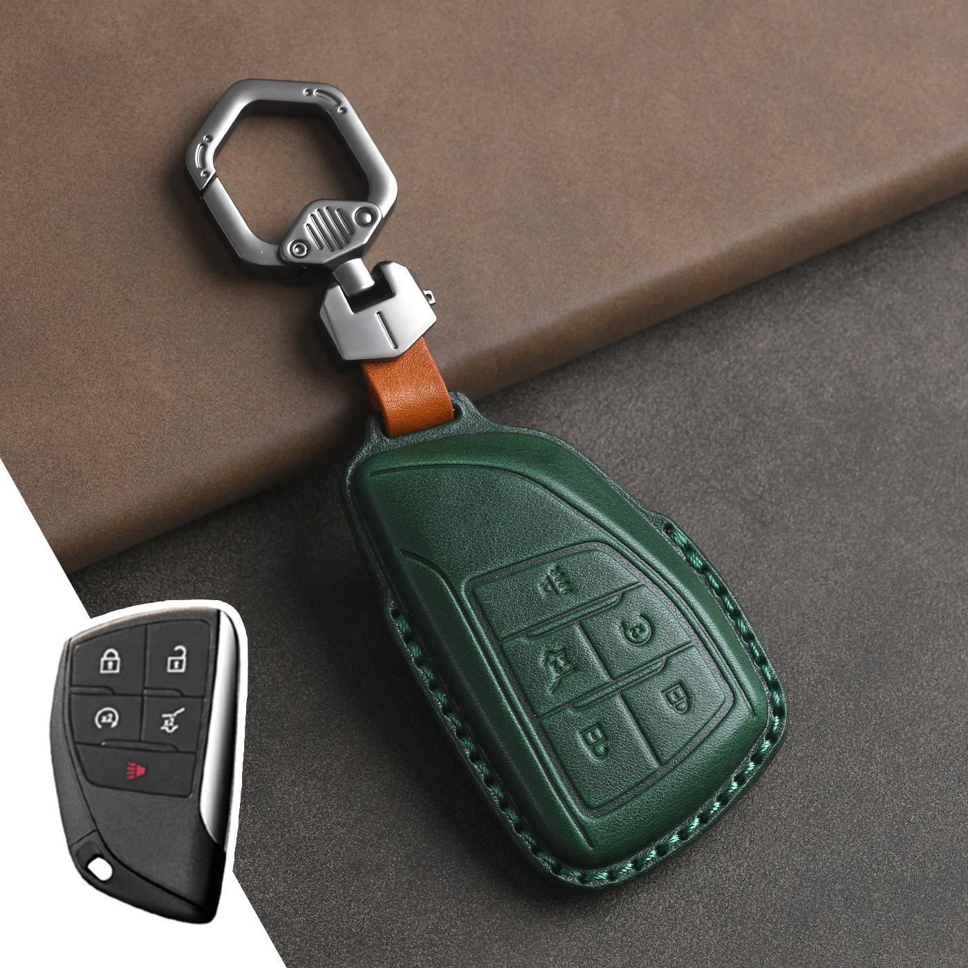 

2026 First-layer Cowhide Car Leather Handmade 3D Shaping Car Key Cover for Buick