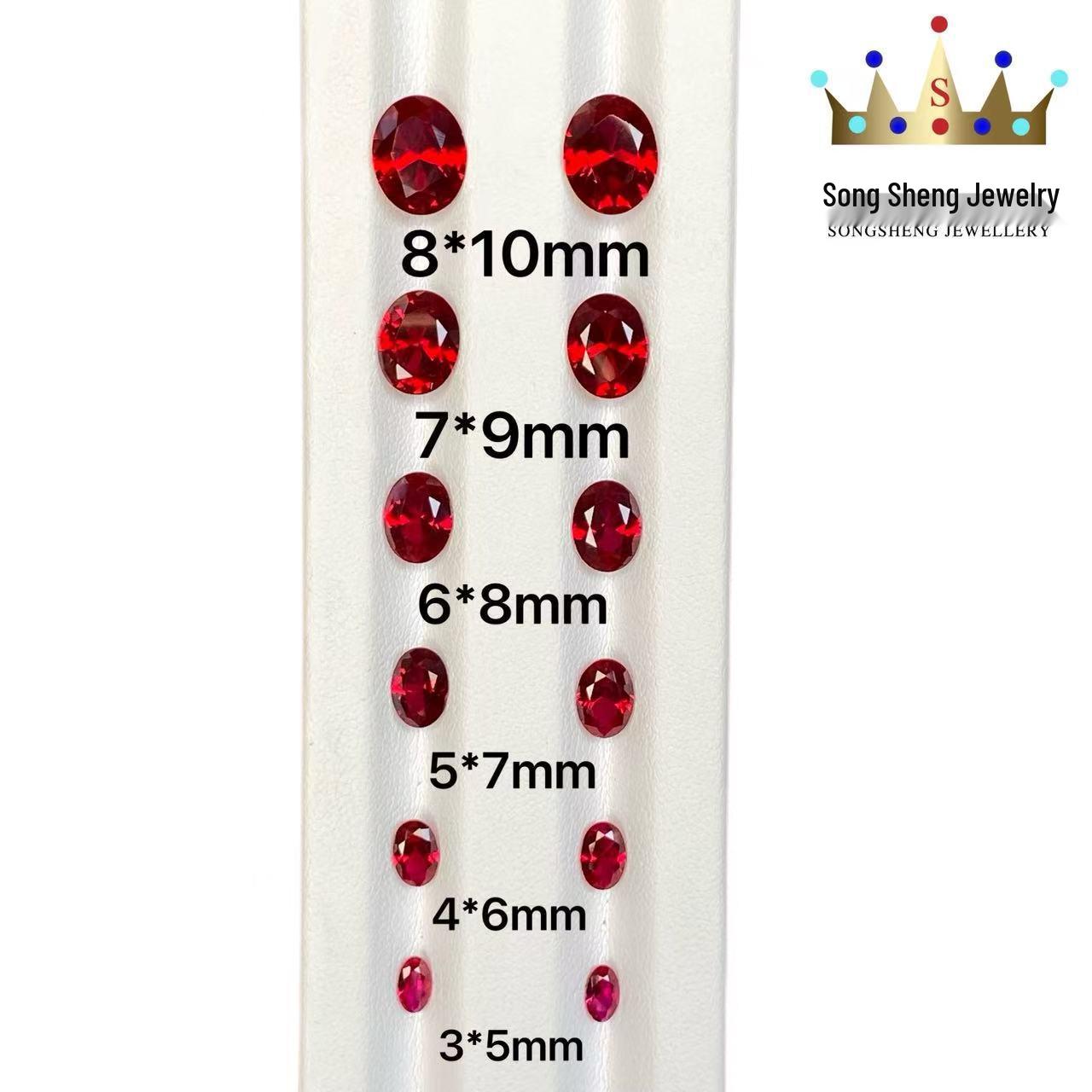 Ruby Oval Faceted Egg-Shaped Pigeon Blood Red Corundum Main Stone with Side Stones Inlaid Ring Face Loose Stone Oval 3x5mm