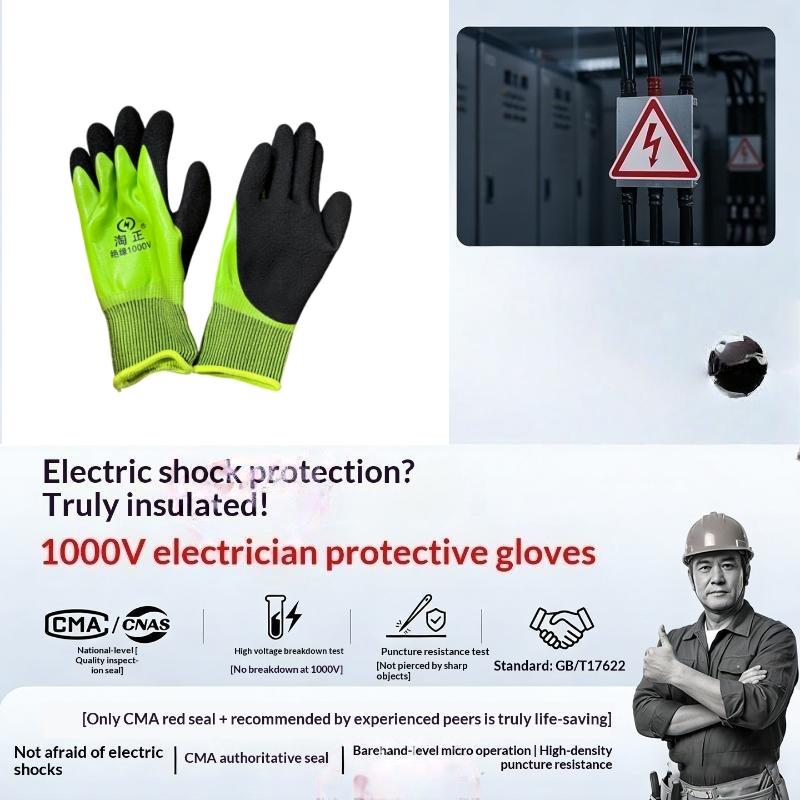 Electrician Insulated Work Gloves 1000V 400V Waterproof Non-slip Breathable for Electrical Testing Operation