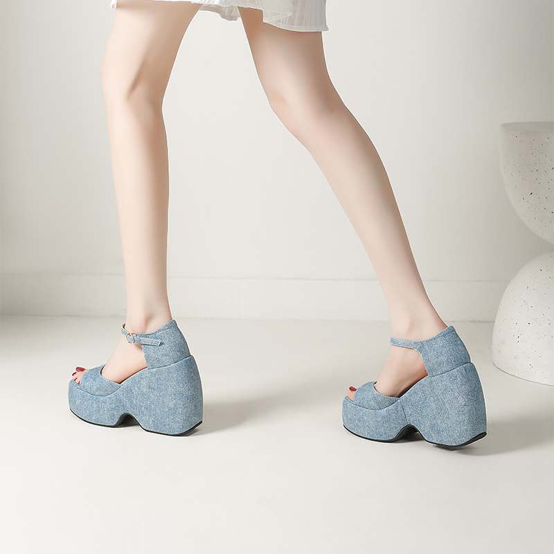 Krazing Pot Polyurethane Spring Autumn Size 43 Women Platform Super High Heels Women Round Toe Waterproof Pumps