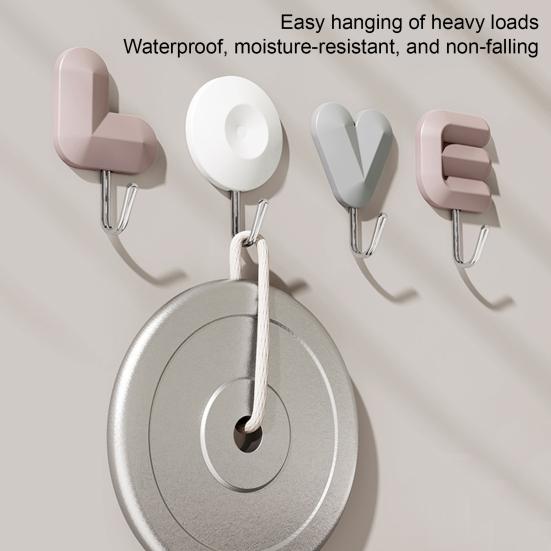 4Pcs/Set Letter Wall Decor Hooks Wall Mounted Love Hooks Waterproof Adhesive Bathroom Hooks for Entrance Bedroom Living Room