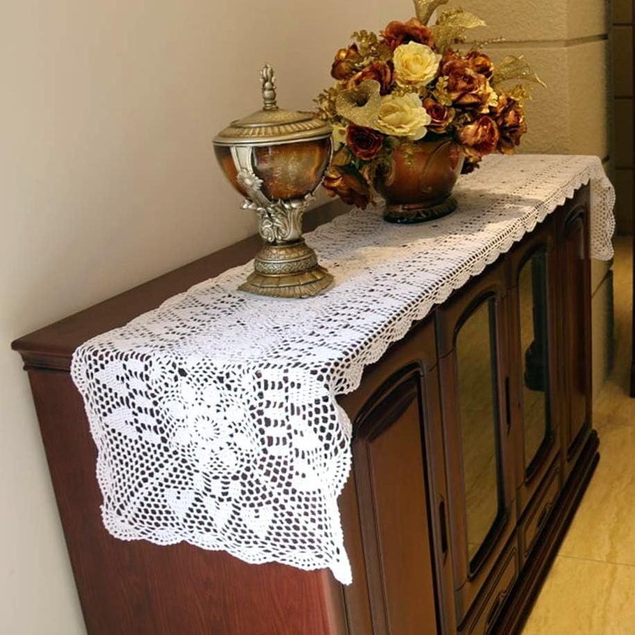 100% Bavlna Ruční Háčkování Stolní Ubrusy Shabby Chic Vintage Háčkovaný Vrchní Díl na Stůl Ručně Vyráběný Potah na Pohovku Běhoun na Stůl 1ks