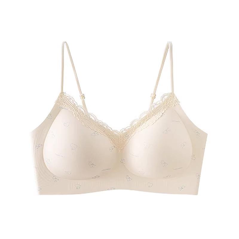 

Sweet French floral sexy lace edge bra girl small breasts gather anti-sagging beautiful back XXL