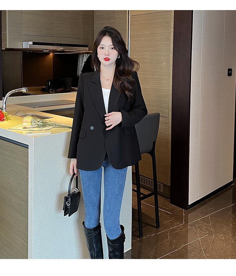 2026 Autumn Korean Street Style Loose Coffee Suit Jacket for Women