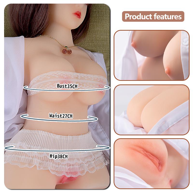 Muñeca sexual de medio cuerpo de TPE sólido, pechos realistas, vagina, ano, masturbador masculino, productos de muñeca de amor para adultos y hombres