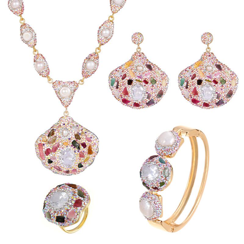 Meier Natural baroque pearl set - necklace, bracelet, stud earrings, and ring (4-piece set)