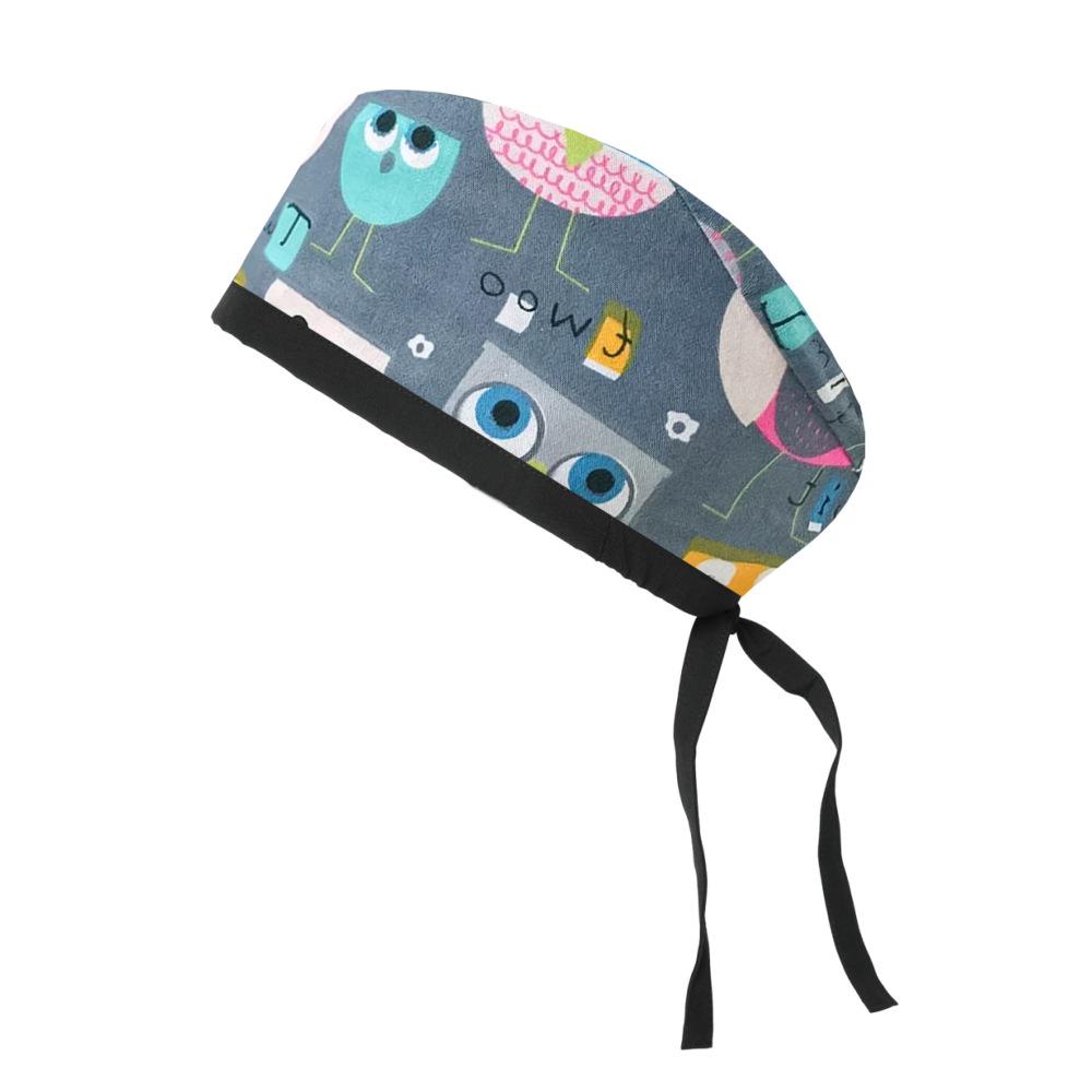 Adjustable Cotton Surgical Cap with Cartoon Print for Women and Men