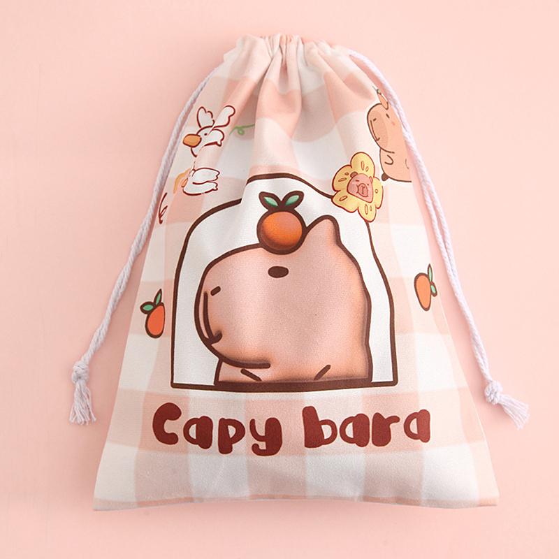 Capybara Travel Drawstring Tote Storage Bag Organizer Bag For Underwear Toy Handbag Storage Bag Cartoon Birthday Gift