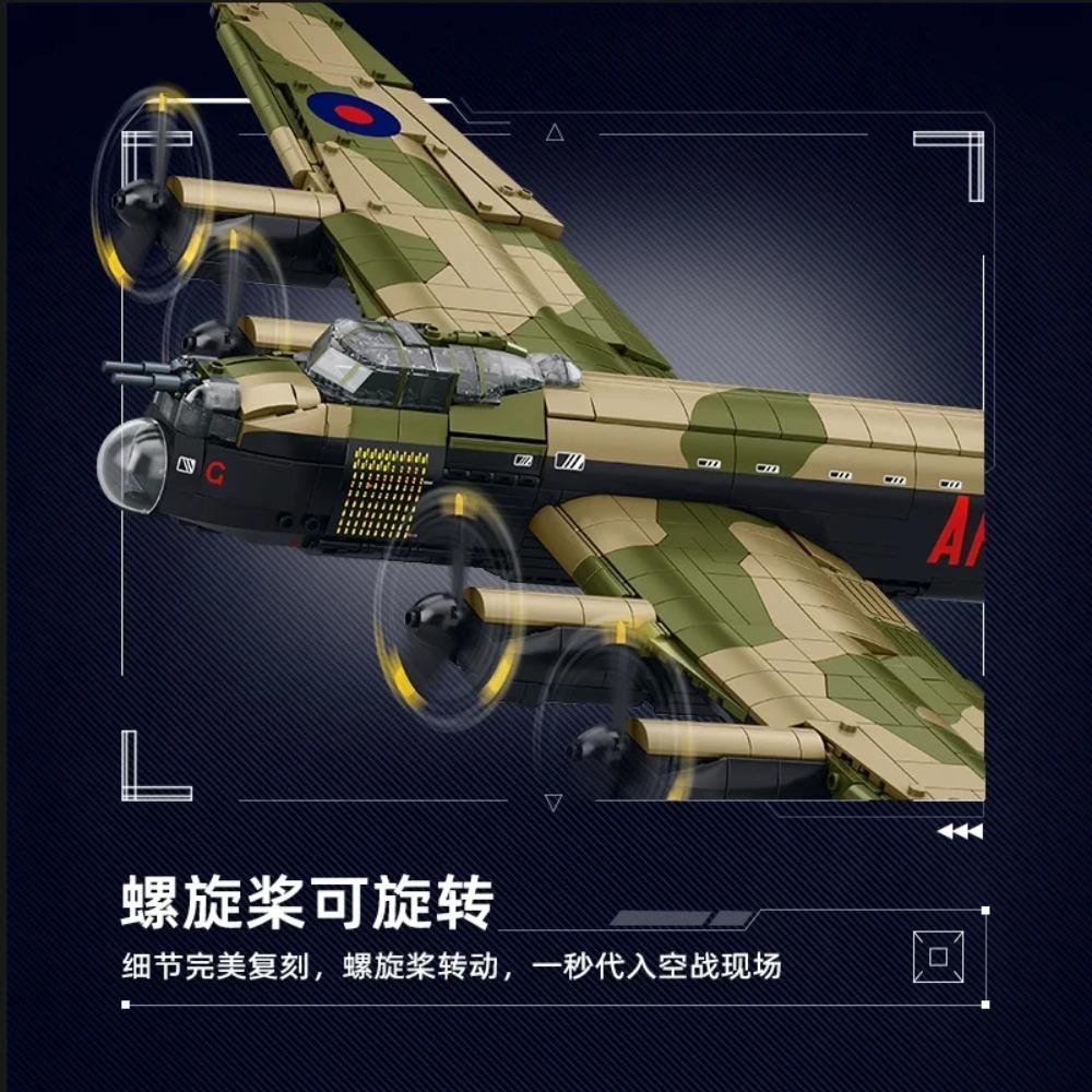 Lancaster MK1 Bomber Fighter Aircraft Building Blocks Assembly Toy Military Assembly Model MOC British Adult