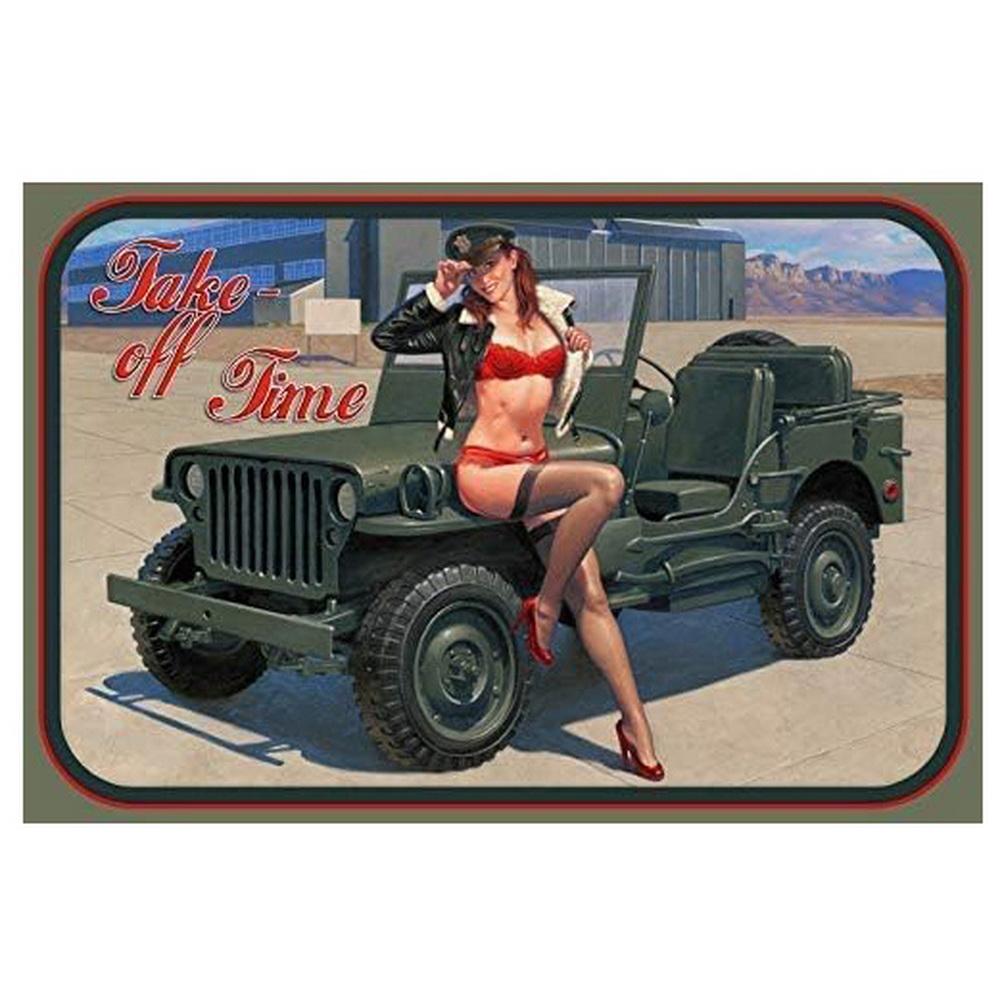 Military Pinup Girls Metal Tin Signs Vintage Plaque Plate Retro Wall Art Poster for Home Cafe Bars Pubs Iron Painting Decoration