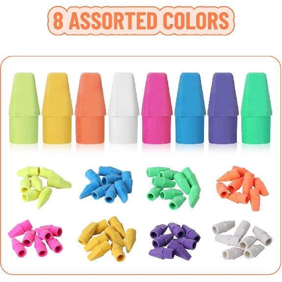 Mr. Pen- Pencil Erasers Set, 60 Pack Pencil Top Erasers, 6 Pencil Erasers, Latex-Free & No Smudge