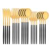 20Pcs Gold Dinnerware Set Stainless Steel Cutlery Set Mirror Silverware Knife Dessert Fork Spoon Tableware Flatware Set