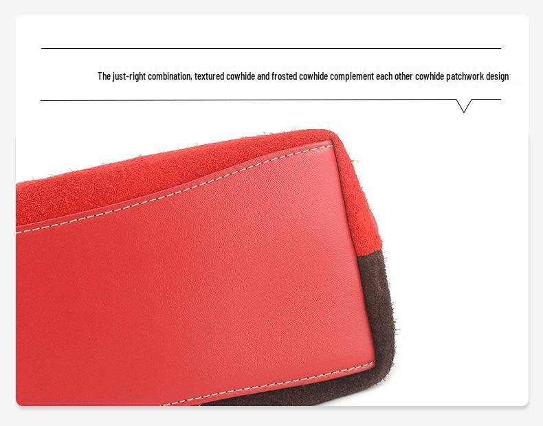 Vintage Frosted Cowhide Color Block Hobo Bag: Stylish High-End Handbag and Casual Crossbody Tote.