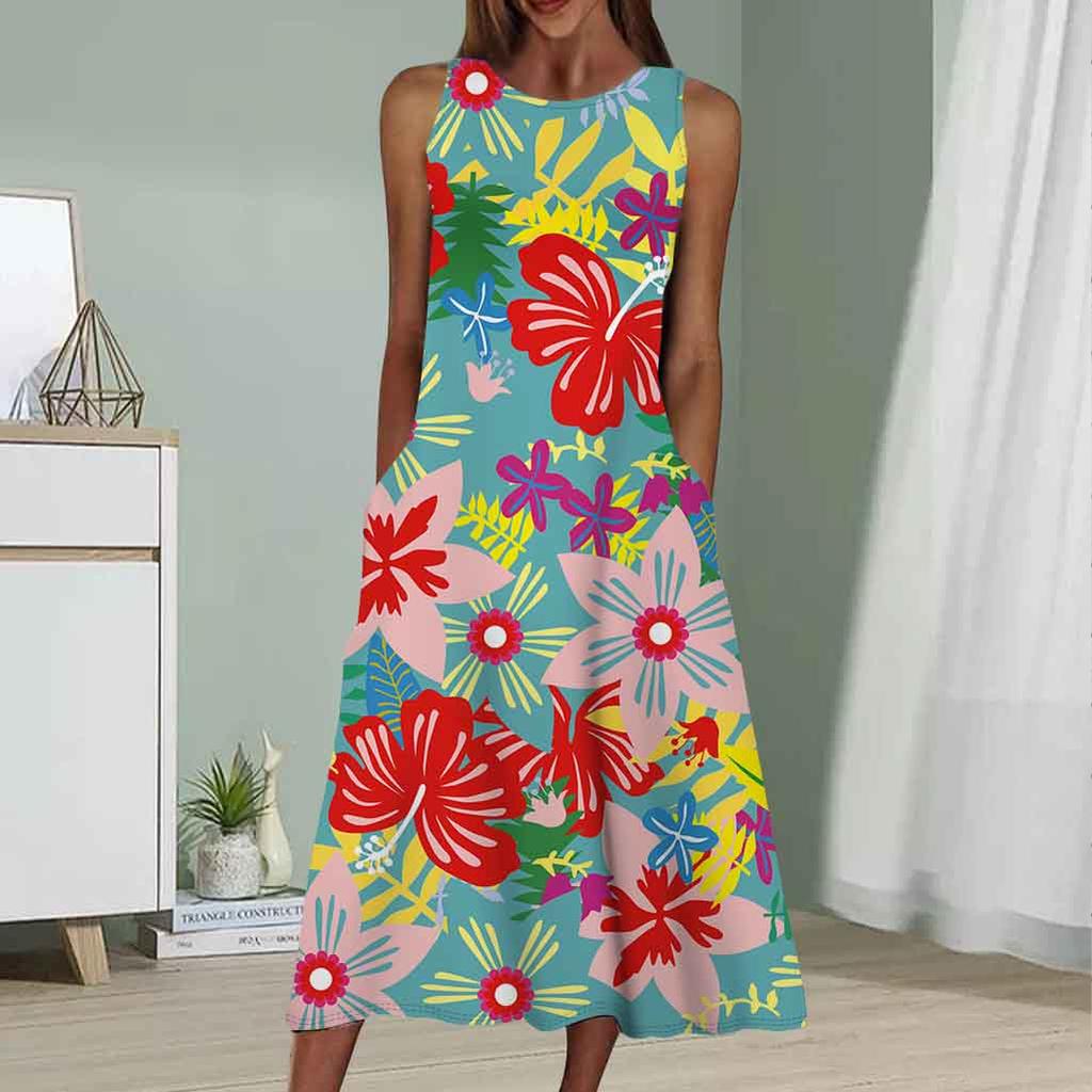 Summer Fashion Sexy Sleeveless Dress Soft Casual 3D Banana Leaves Print Dress Sleeveless Sling Dress