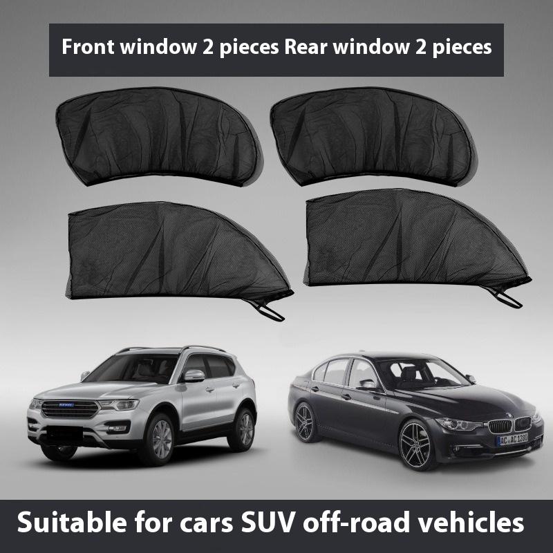 

4-Piece Premium Car Window Sunshade Net Set - UV Protection and Privacy, Universal Fit Front and Rear Curtains