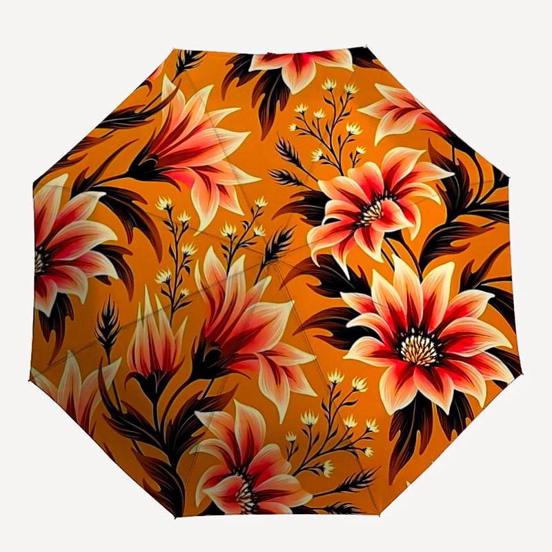 

1pc Floral Pattern Umbrella - Portable Home Essential, Durable Iron Frame with Rod Structure, Fashion Lovers yy250910061