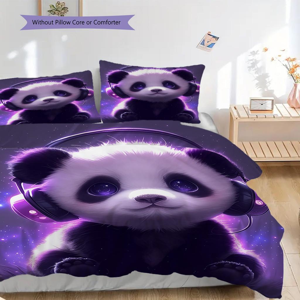 Panda Pattern Bedding Quilt Set Quilt Cover Pillowcase Home Decoration Birthday Gift (1 * duvet cover + 2 * pillowcase, without core)