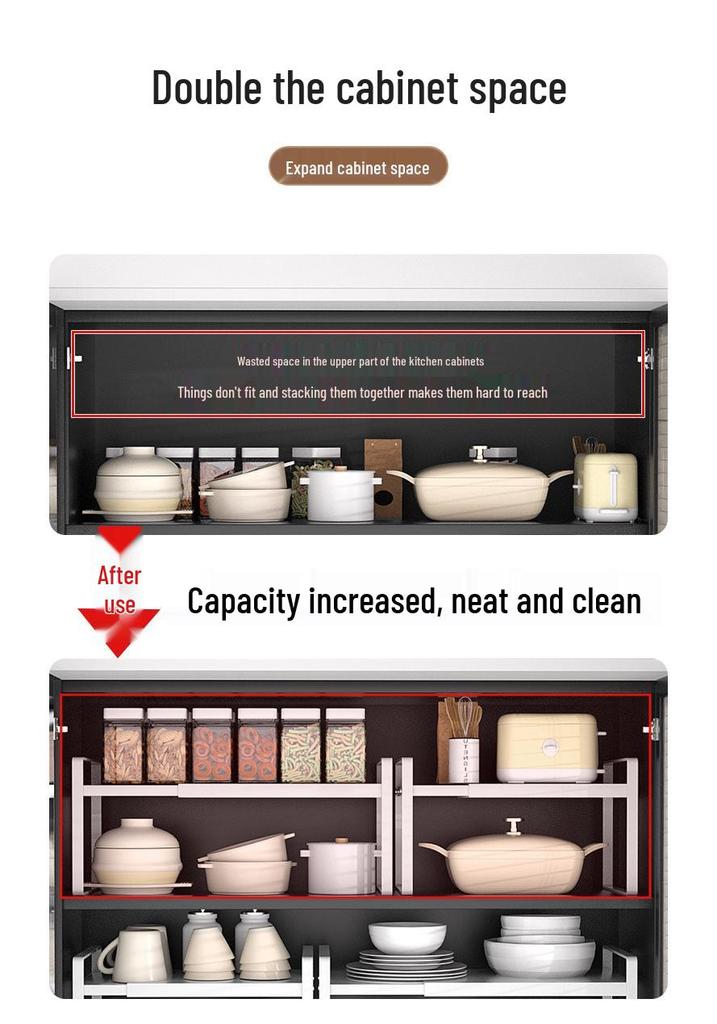 Retractable Layered Storage Shelf - Nail-Free Iron Organizer for Dorms