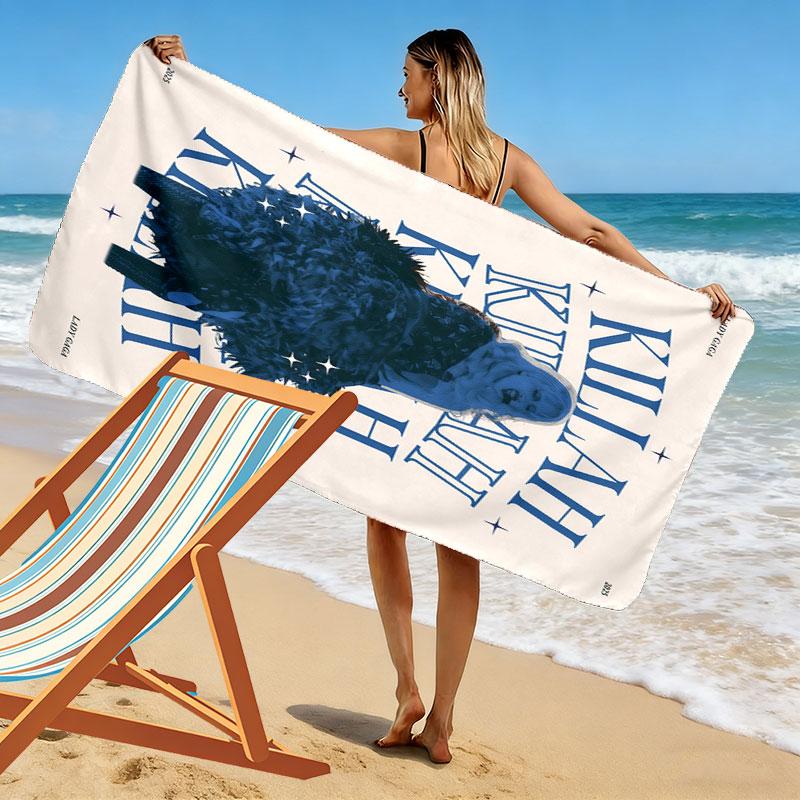 Lady Gaga Bold Print Beach Towel, Large Soft Quick Dry Towel for Beach Camping Swimming