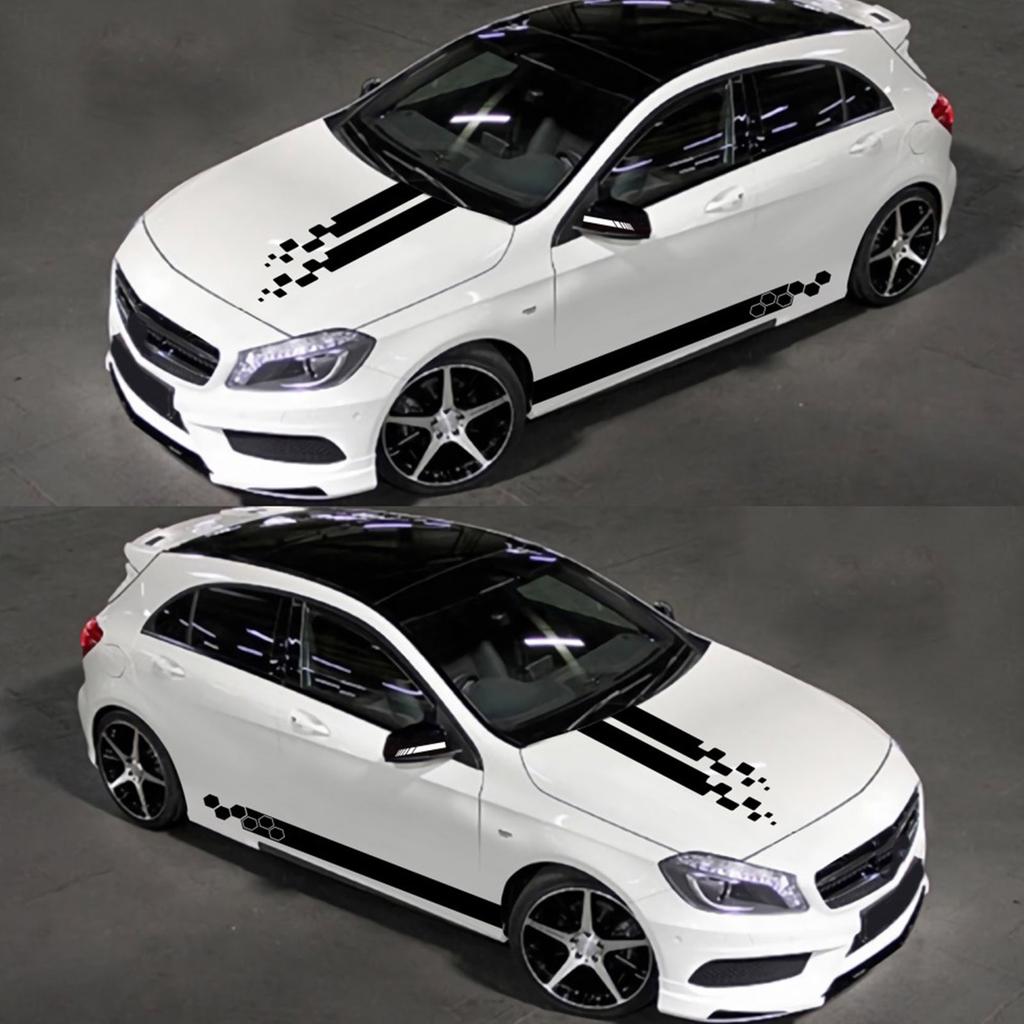 5 Pieces  Vinyl Car Side Sticker Auto Body Racing Sports Decals Universal Car Truck DIY Decal Stripe Vinyl Stickers