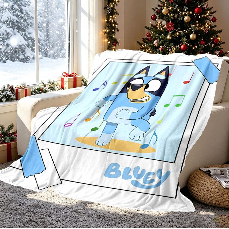 Bluey Pattern Blanket for Home Decoration, Bed, Sofa, Car Travel, Camping, Suitable for All Seasons, Birthday Christmas Gift