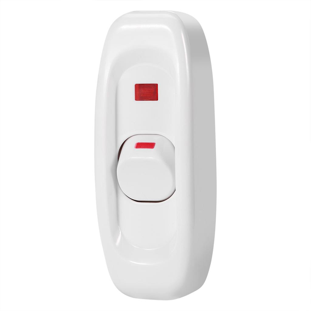 AC 250V 10A In-line ON/OFF Stolní lampa Kabel se spínačem s LED kontrolkou Bílý