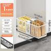 Pull Out Kitchen Storage Basket with Rails Carbon Steel Rustproof Pantry Organizer Cabinet Organizer Rack for Under Sink Estante