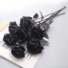 1PC Pure Black Single Rose Halloween Ghost Festival Horror Gothic Style Dark Bouquet Series Decoration Home Garden Room Decor
