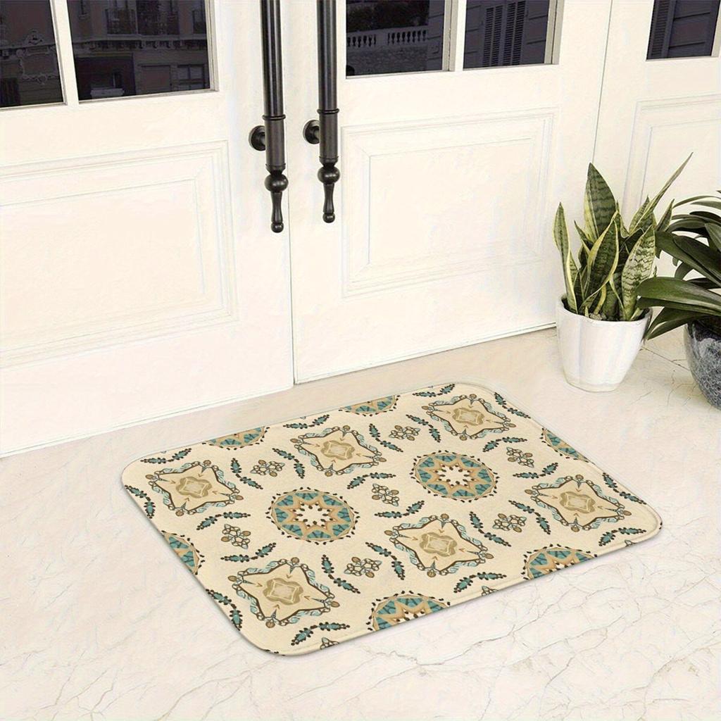 Tappetino per porta in poliestere lavabile in lavatrice - Rettangolare con supporto antiscivolo, Leggero, Tappetino di benvenuto Boho Chic per interni per cucina, Balcone